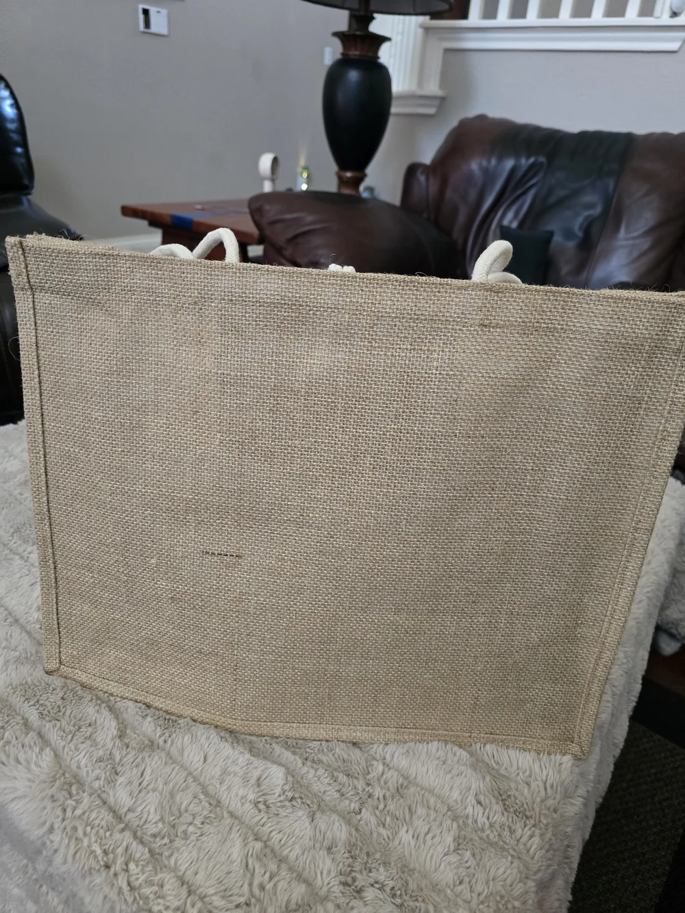Natural Jute Tote Bag with White Rope Handles